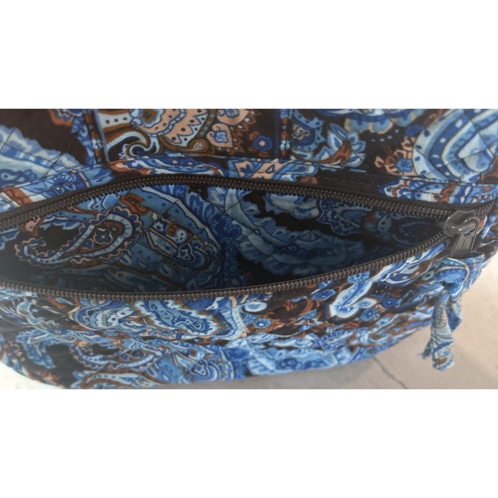 Stephanie Dawn Crossbody Hipster Bag Mocha Paisley Quilted Cotton Blue USA Made. - Picture 7 of 12